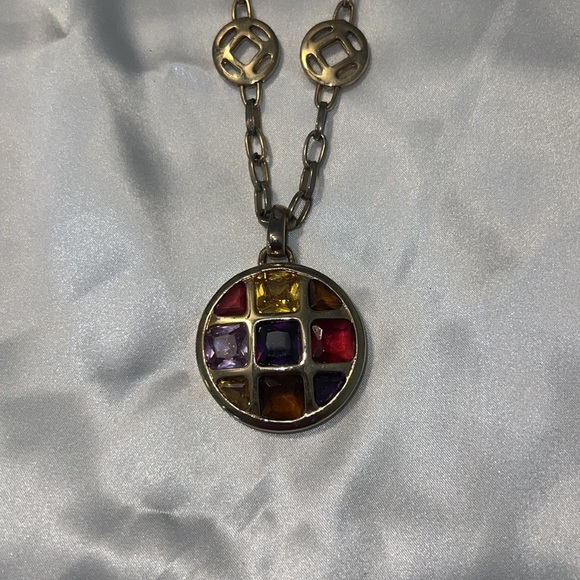 Gold/silver multi crystal stone chocker - Picture 3 of 10